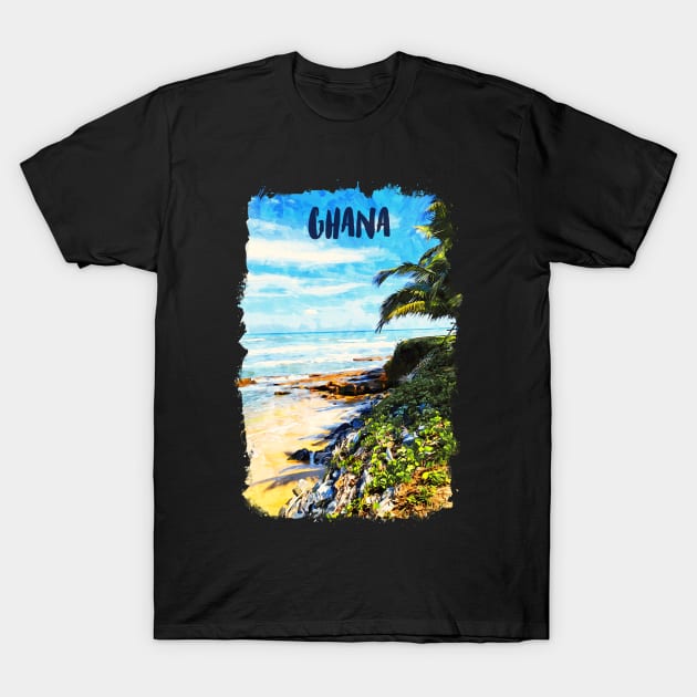 Ghana Africa city watercolor T-Shirt by NeedsFulfilled